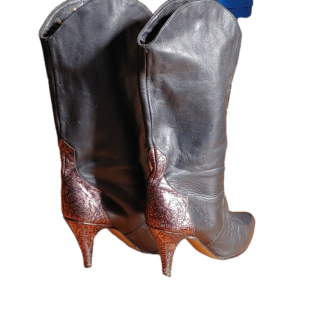 Vintage Italian Leather high heel boots.